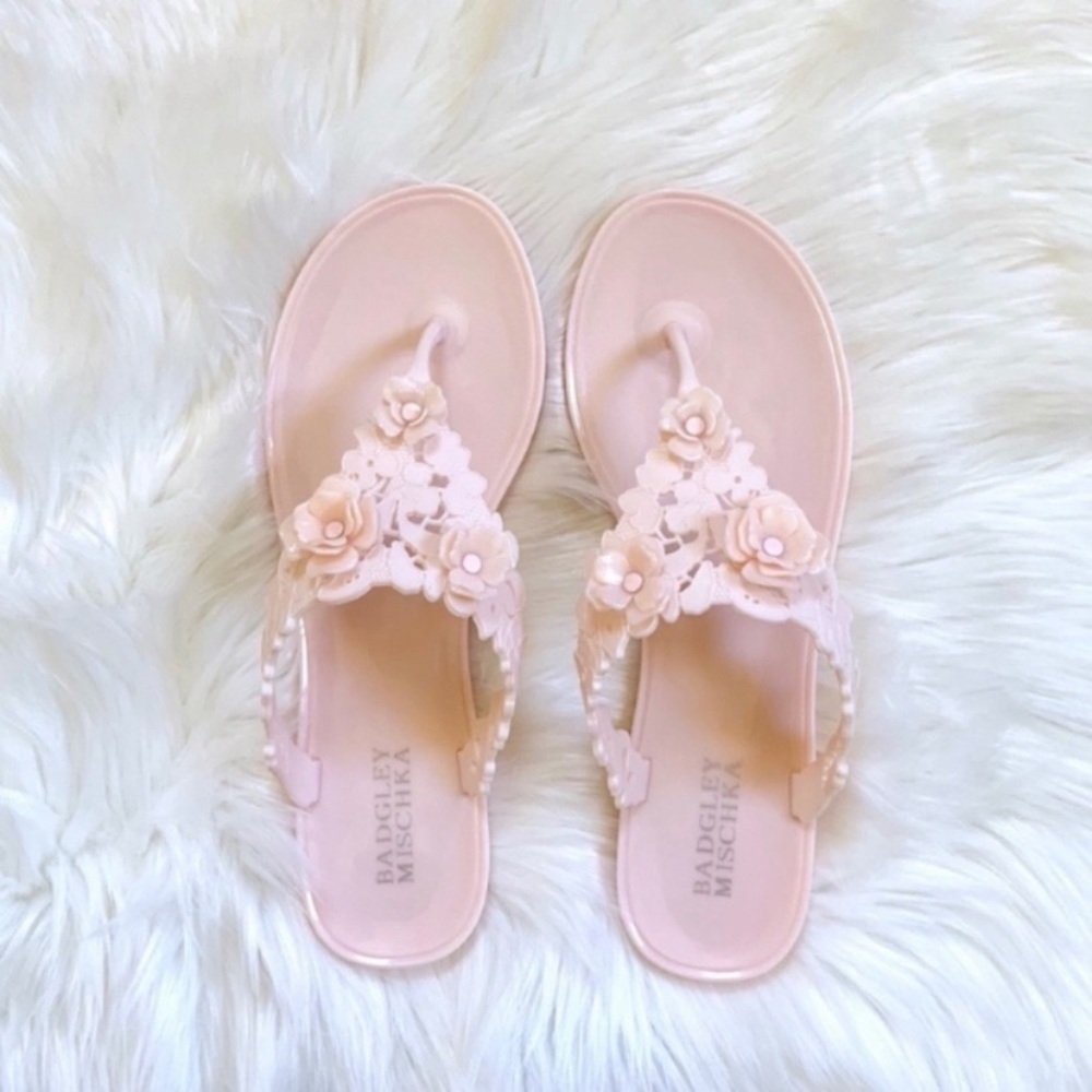 Badgley Mischka Light Pink Bali Jelly Flip Flops - Picture 2 of 8